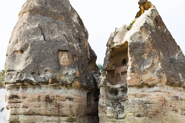 Viaje Turquía Casa Tallada Roca Chimenea Hadas Roca Parque Nacional — Foto de Stock