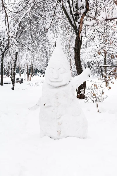Zăpadă Grădina Urbană Publică Din Orașul Moscova Căderea Zăpezii Iarnă — Fotografie, imagine de stoc