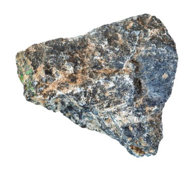 Doğal mineral - kaba kromit taş üzerinde beyaz backgroung Ural Dağları üzerinden izole makro çekim