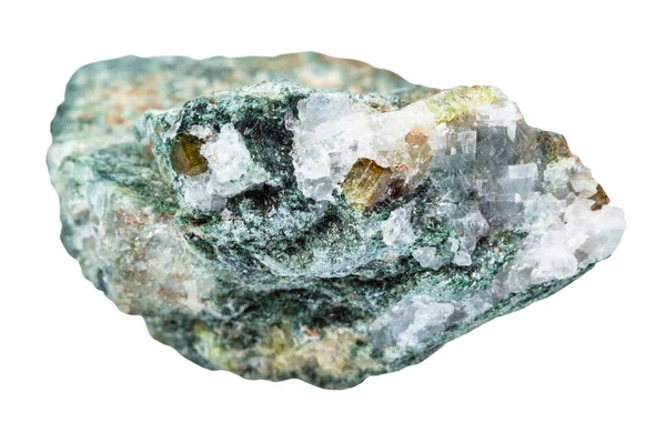 Macro Disparo Minerales Naturales Cristales Crisoberilo Roca Berilo Áspera Aislado — Foto de Stock