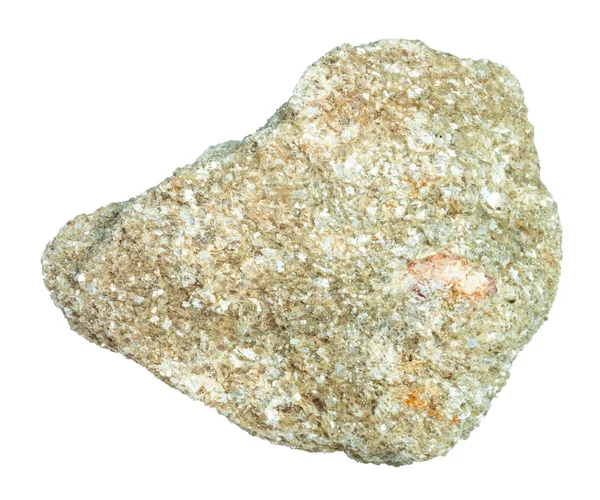 Doğal mineral - ham Moskof greisen rock spessartine garnet kristal beyaz backgroung Ural Dağları üzerinde izole makro çekim
