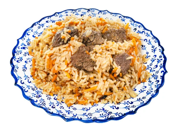 View Cooked Pilaf Central Asian Dish Rice Meat Vegetable Local — Stock Photo, Image