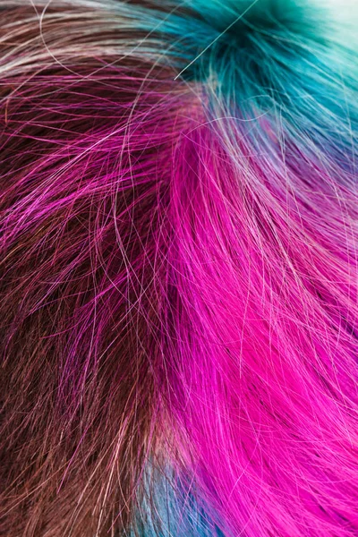 Vista Superior Pelos Teñidos Multicolores Femeninos Cerca — Foto de Stock