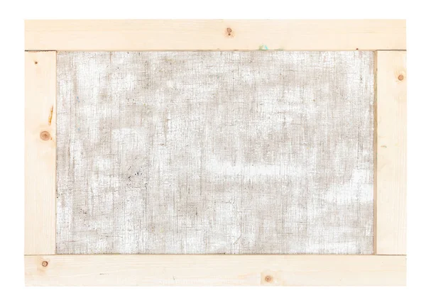 Achterzijde Van Artistieke Doek Gespannen Houten Frame Geïsoleerd Witte Achtergrond — Stockfoto