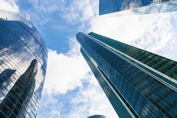 Tall Skyscrapers Blue Sky White Clouds Business District Moscow City — Stock Photo, Image