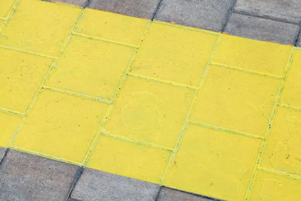 Wide Painted Yellow Line Pavement Close — Stock Photo, Image