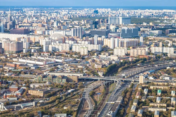 Dessus Vue Cercle Central Ferroviaire Nord Ville Moscou Depuis Pont — Photo