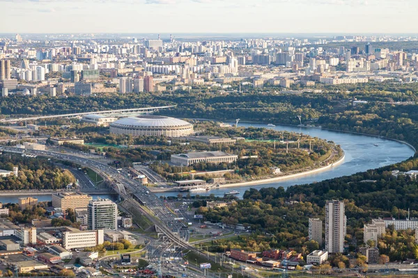 Luchtfoto Van Loezjniki Arena Stadion Ten Zuidoosten Van Moskou Stad — Stockfoto