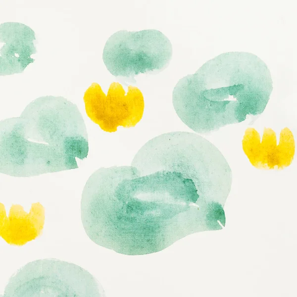Kéz Krém Papír Levelek Virágok Víz Liliomok Akvarelljei Rajz Stílusban — Stock Fotó