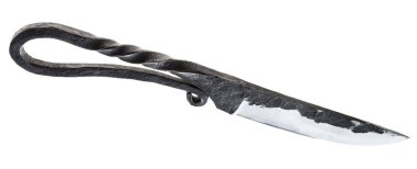 handmade forged knife Kuyabrik ( blacksmith knife) isolated on white background clipart