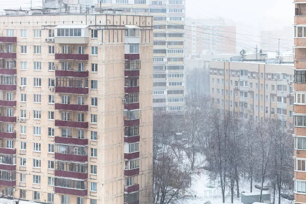 Schneefall Der Moskauer Stadt Kalten Welktag — Stockfoto
