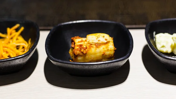 Cocina Coreana Aperitivo Kimchi Otros Platos Secundarios Banchan Cuencos Cafetería — Foto de Stock
