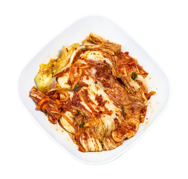 Korean Cuisine View Kimchi Appetizer Spice Nappa Cabbage White Bowl — Stock Photo, Image