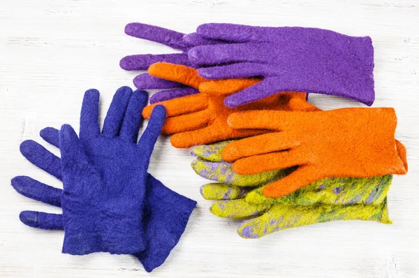 Taller Fabricación Mano Guantes Lana Oveja Con Proceso Fieltro Húmedo — Foto de Stock