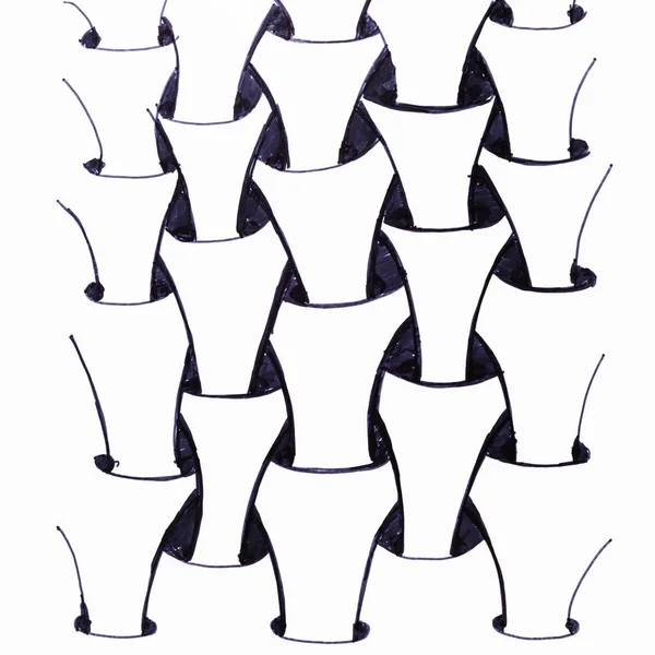 Abstract Hand Drawn Pattern White Paper Felt Pen Black White — Stock Photo, Image
