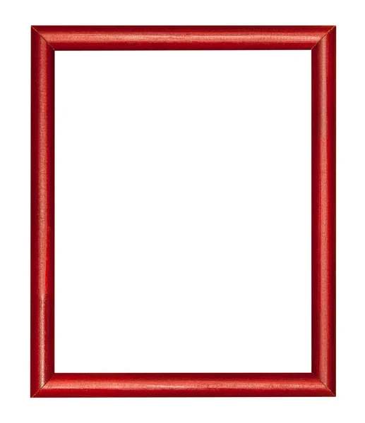 Empty Modern Red Brown Wooden Picture Frame Cut Out Canvas — Stock Photo, Image