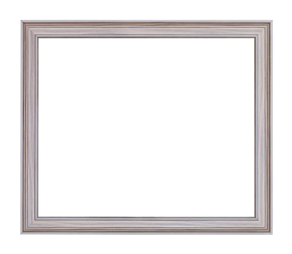 Empty Modern Gray Carved Wooden Picture Frame Cut Out Canvas — Stock Photo, Image