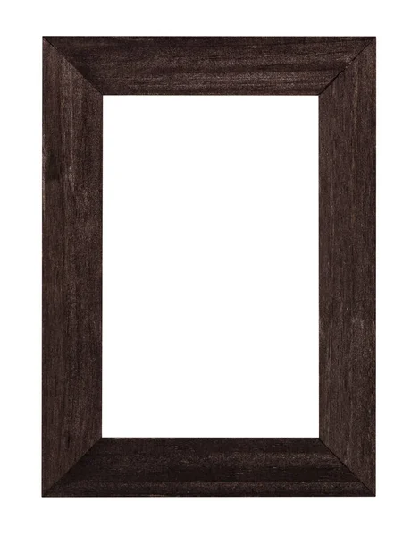 Empty Dark Brown Painted Wide Wooden Picture Frame Cut Out — Stock Photo, Image