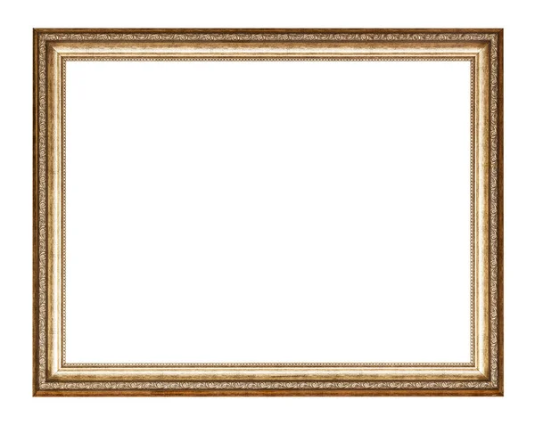 Empty Golden Carved Wooden Picture Frame Cut Out Canvas Isolated — Stock Photo, Image