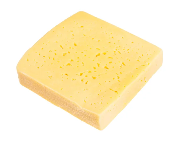 Trozo Grueso Queso Amarillo Semiduro Leche Vaca Aislado Sobre Fondo — Foto de Stock