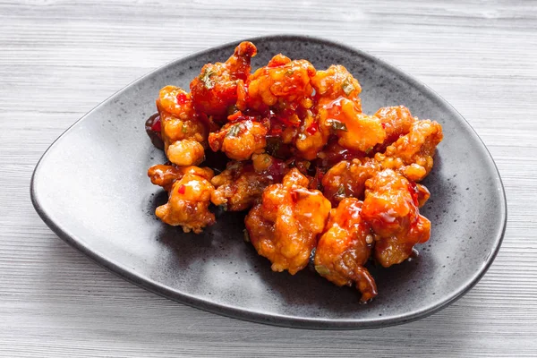 Koreański Chinese Cuisine Kkanpunggi Pikantne Smażone Kawałki Kurczaka Warzywami Sosie — Zdjęcie stockowe