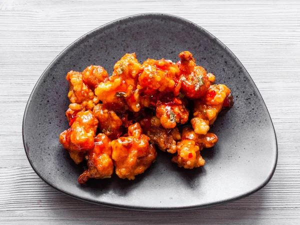 Korean Chinese Cuisine Top View Kkanpunggi Spicy Garlic Fried Chicken — Stock Photo, Image