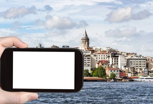 Cestovní Koncept Turistické Fotografie Věže Galata Okrese Karakoy Istanbulu Turecku — Stock fotografie