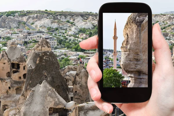 Cestovní Koncept Turistické Fotografie Zdi Starobylého Skalního Domu Mešity Městě — Stock fotografie