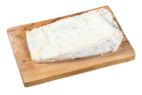Gorgonzola soft blue cheese on board isolated — Stock Photo, Image