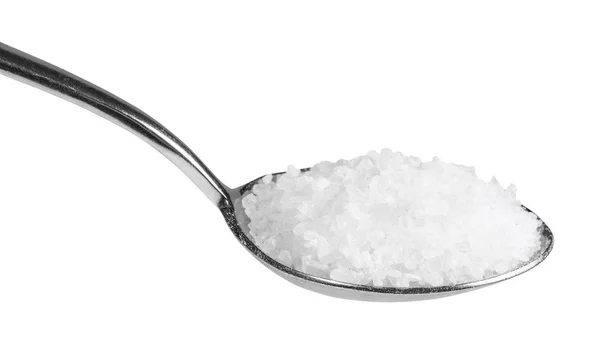 Tablespoon with coarse grained Sea Salt close up — Stock Photo, Image