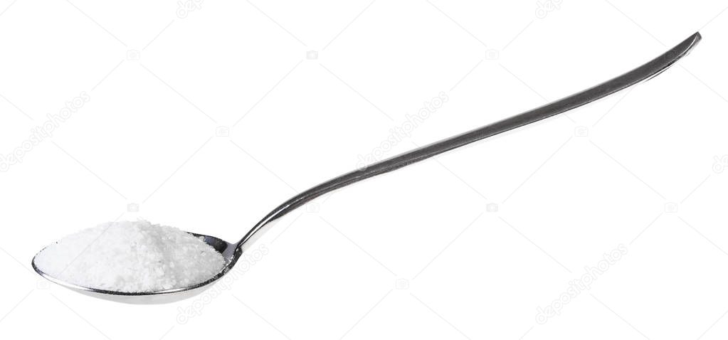side view of tablespoon with grained Rock Salt