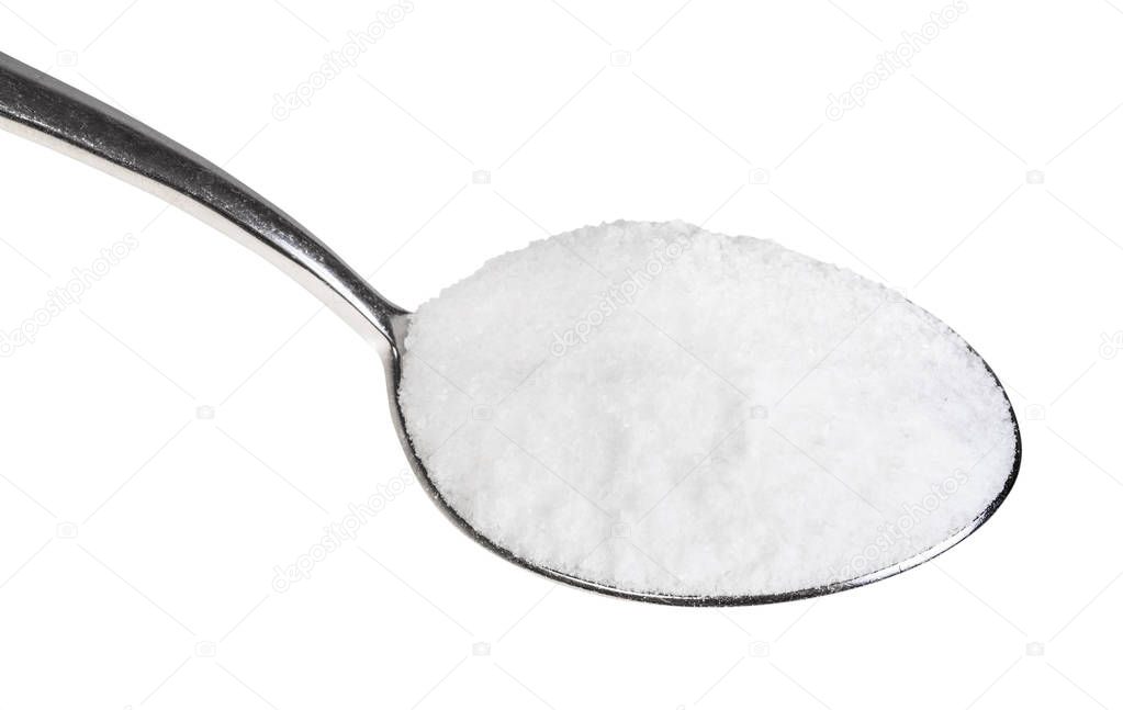 tablespoon with fine ground Sea Salt close up