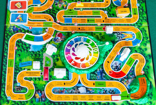 gameboard of The Game of Life board game