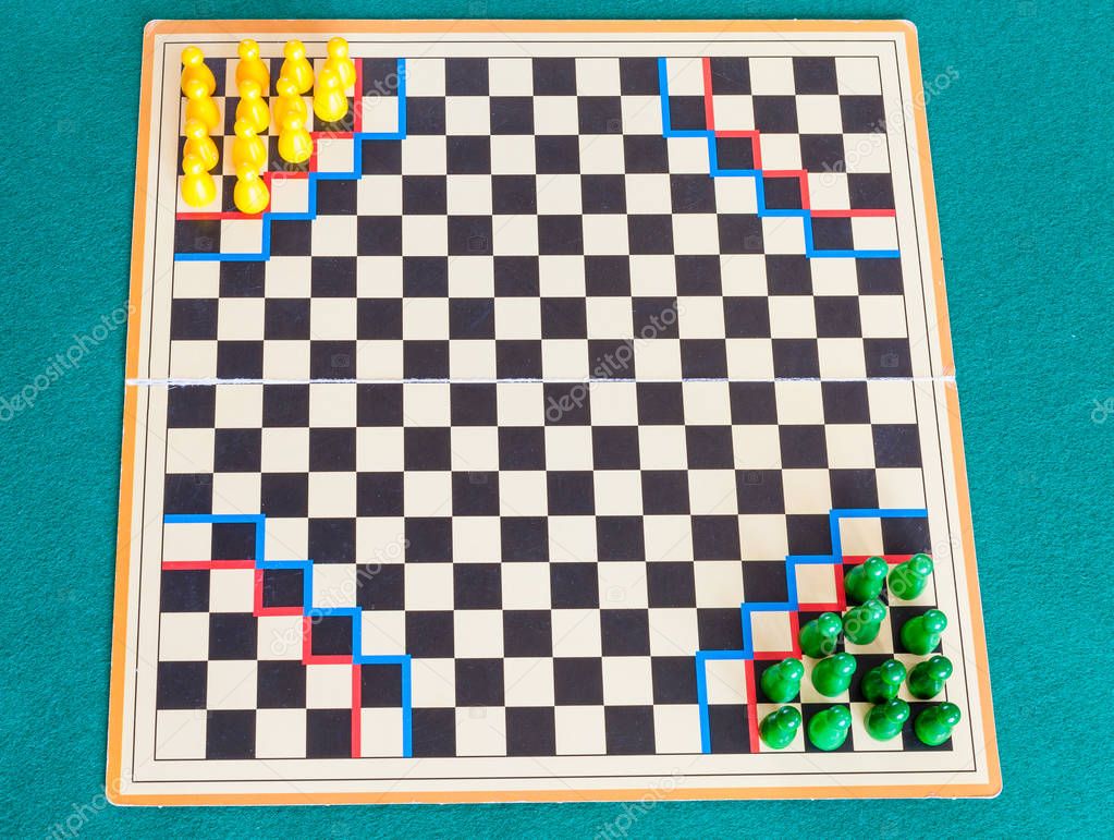 gameboard of Halma strategy board game