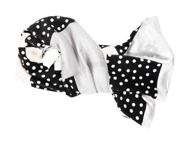 polka nokta kumaştan dikilen bağlı ipek eşarp