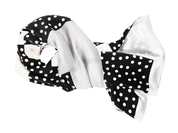 Tied silk scarf sewn from polka dots fabric — Stock Photo, Image