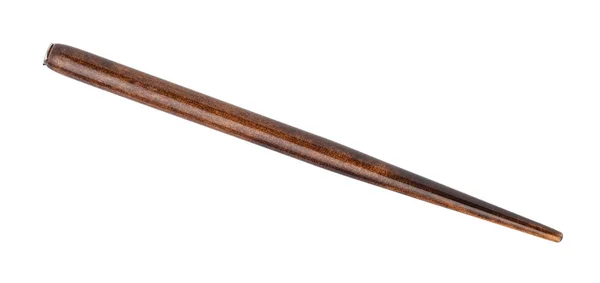 Lege bruine houten rechte NIB houder geïsoleerd — Stockfoto