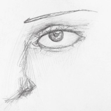 siyah kalem le çizilmiş göz el ile yüz detay