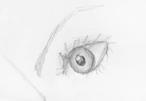 Szkic ludzkiego oka z brwi narysowany ołówkiem — Zdjęcie stockowe