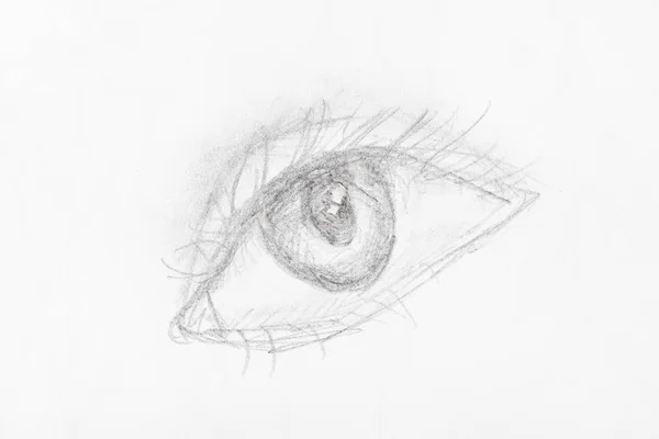 Esboço de mão olho humano desenhado por lápis de chumbo — Fotografia de Stock