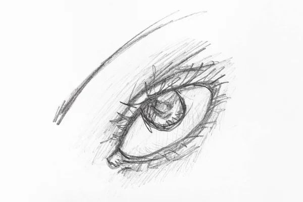 Sketch of female eye hand drawn by black pencil — Stock Photo, Image