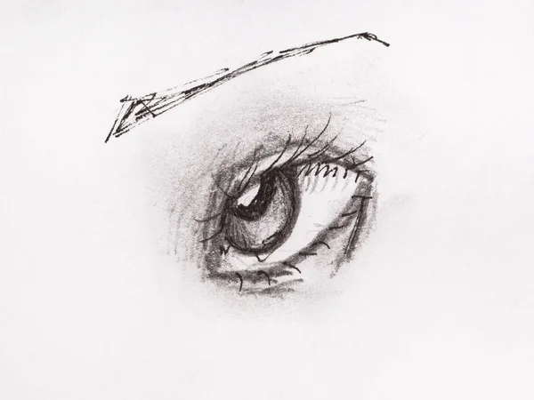 Sketch of rolled eye hand drawn by black pencil — Stock Photo, Image