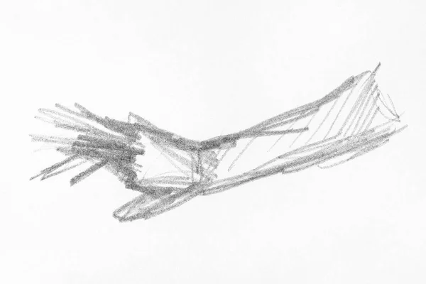 黒い鉛筆で描かれた人間の腕の手のスケッチ — ストック写真