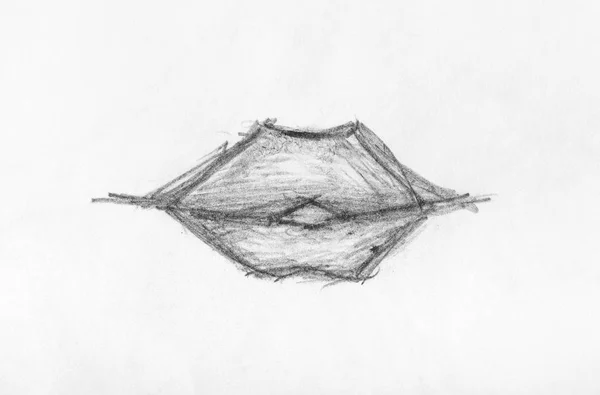 Schizzo di labbra femminili disegnate a mano da penci neri — Foto Stock