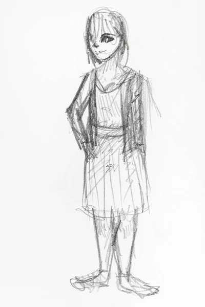 Sketch of happy teenager in ragged clothes — Stock Photo, Image