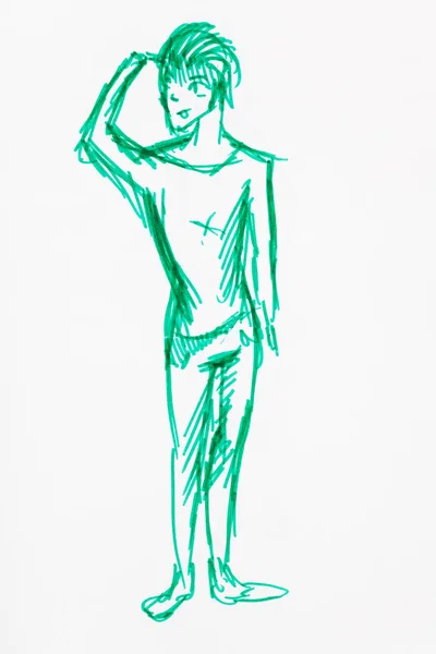 Skizze eines jungen Mannes in Sportbekleidung, der wegschaut — Stockfoto