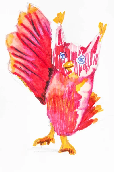 Fancy Happy Pink Owl hand ritad av filt pennor — Stockfoto