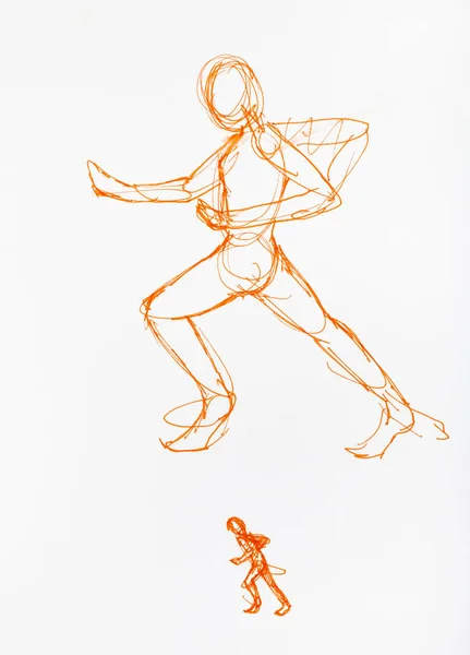 Skizze der Bewegung einer laufenden menschlichen Figur — Stockfoto