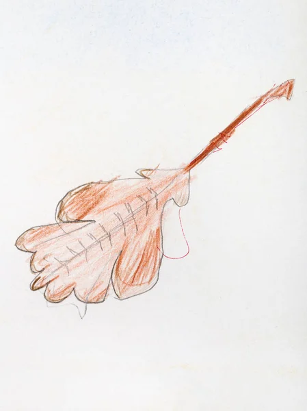 Gefallenes Eichenblatt durch Bleistifte — Stockfoto