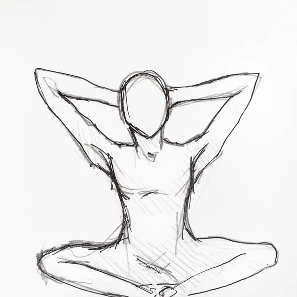 Szkic ludzkiej figury w pozycji lotosu — Zdjęcie stockowe